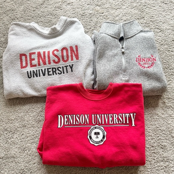 Denison University College Granville OH Big Red sweatshirt sweater bundle - Picture 1 of 7